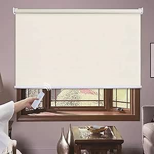 Smart Roller Shades Window 100% Blackout Remote Control Automated Motorized Blinds Easy to Install, Customized Size