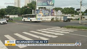 Avenida T-9 passa por recapeamento, em Goiânia
