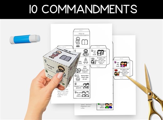 10 Commandments, Printable Bible Coloring Cube, Sunday School Craft, Kids Bible Study, Moses Bible Lesson Dice, Christian Craft - Etsy