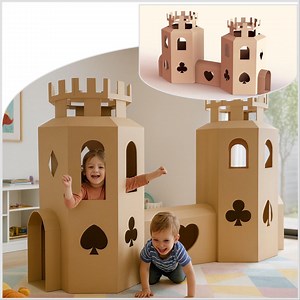 Foldable Cardboard CASTLE Kids Playhouse – DIY Montessori Inspired Playground (digital Download) - Etsy