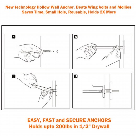 200lbs Tile Wall Anchor Tile Mounting Kit for Tile/Marble/Granite Wall