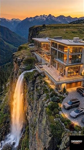 Highland Waterfall Cliff Modern Mountain Villa | Epic Mountain Construction Timelapse