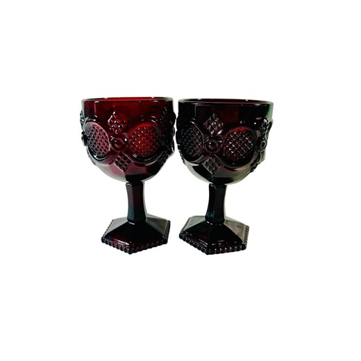 Set of 2 Avon Cape Cod Ruby Red 1876 Glass Goblets Water Wine - Etsy