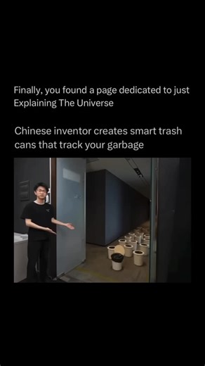 Explaining The Universe on Instagram: "Robot garbage cans that track your garbage are part of modern smart waste management systems. These bins use sensors, cameras, and artificial intelligence to identify and sort the items people throw away. They can distinguish between recyclables, compostables, and regular trash, helping reduce contamination and improve recycling rates. Some models also track the amount and type of waste produced, sending this data to apps or city systems to monitor waste pa