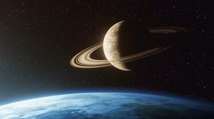 View Ringed Planet Orbiting Space Above Stock Footage Video (100% Royalty-free) 3486322331 | Shutterstock