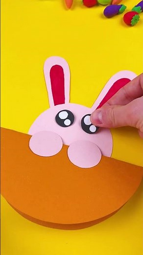 DIY paper bunny craft 🐰🥕 Kids learn creative crafts #forkids #preschool #educational