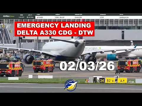 🔴LIVE EMERGENCY LANDING DELTA A330 CDG - DTW at Dublin Airport ( 02/03/26 ) #live #dublinairport