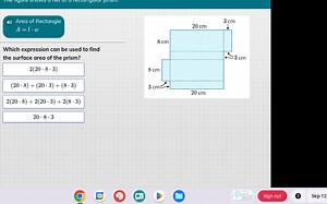 The figure shows a net of a rectangular prism.Which expressio... | Filo