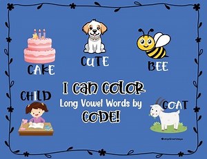 Long Vowel Words, Color by Code, Spelling, Phonics, Benchmark Advance