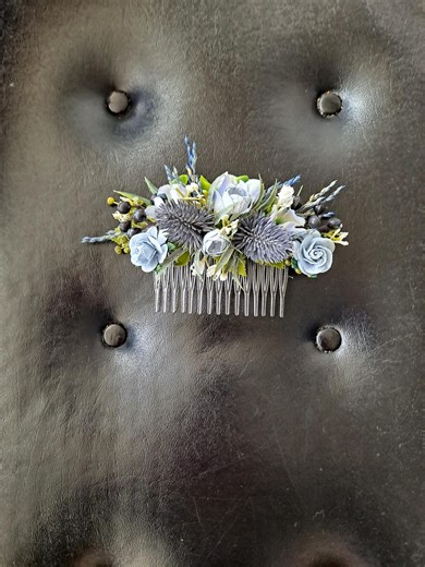 Blue Thistle Rose Hair Comb, Wedding Hair Accessory - Etsy