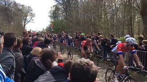 Spectators inches away from shocking crash at Paris Roubaix