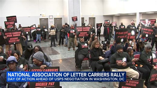 National Association of Letter Carriers day of action on Chicago's South Side ahead of US Postal Service contract negotiations
