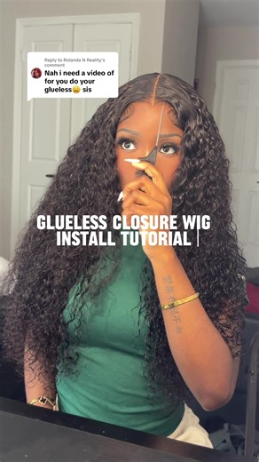 Replying to @Rolanda N Reality Glueless closure install tutorial using @ohmyprettywigofficial 🤏🏾🔥 #gluelesswiginstall #wiginstalltutorial #hairtutorial #ohmyprettywig #naimarie