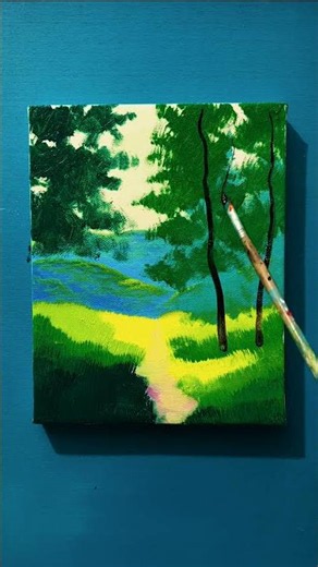 Easy Forest Landscape Acrylic Painting | Beautiful Nature Canvas Art 🎨