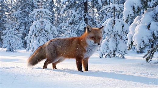 2.7K views · 341 reactions | A beautiful red fox walking gracefully through a snowy forest during early morning light. The fox stops, looks around, sniffs the air, and then continues walking. | Fox Lovers | Facebook