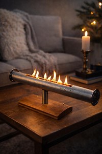 Cheminée de table au bioéthanol faite main - Décoration de cheminée en acier industrielle - Minimalisme moderne - Décoration de flammes intérieure - Etsy France