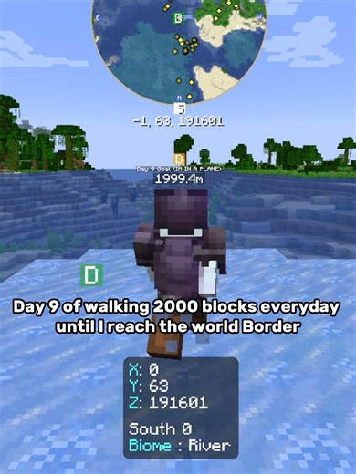 Day 9 of walking 2000 blocks every day until I reach the world border #minecraft #challenge #day9 #goal #fyp