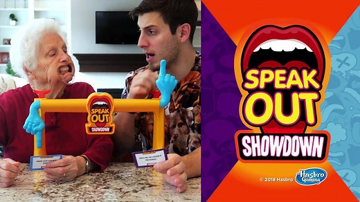 The golden rule of the Speak Out Showdown game: If at first you don’t succeed, try and try until everyone is laughing. Find it at Toys "R" Us. | Hasbro Games