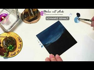 Meer bei Nacht malen – einfaches Acrylbild mit leuchtendem Mond