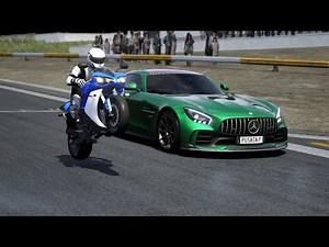 Yamaha YZF R1 2008 vs Mercedes-Benz AMG GT-R Tuned vs Aston Martin Victor at Old Spa