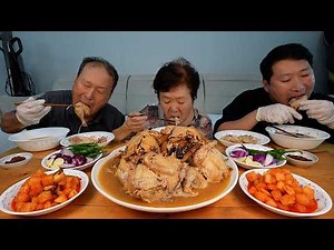 Chobok Red Ginseng Samgyetang in a Cauldron! Rich Broth for an Energy Boost - Mukbang eating show