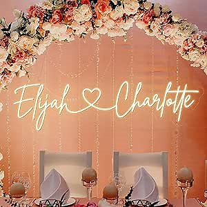 Custom Wedding LED Neon Sign Couple Names With Heart Neon Light Up Sign Night Light Home Wedding Engagement Party Backdrop Stage Sign