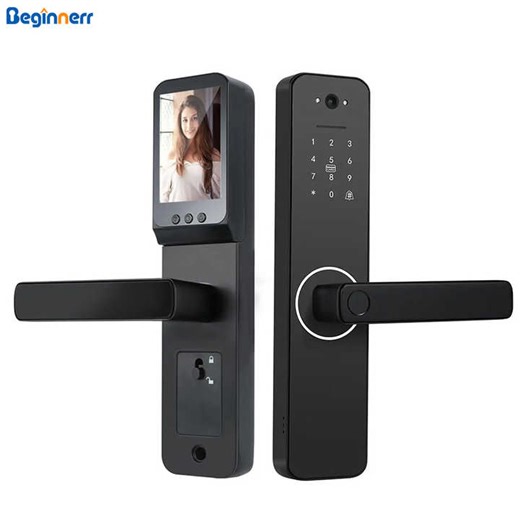 Video Doorbell Camera Peephole Smart Door Lock Screen Display Euro Mortise Remote Unlock Tuya Wifi Fingerprint Digital Door Lock