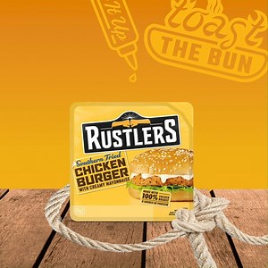 Made with 100% chicken breast, seasoned to perfection, and a great source of protein - you’ll definitely want to wrangle yourself one of our Southern Fried Chicken Burgers this weekend 🤠🤠 Rustlers - better than you think 👌 | RUSTLERS