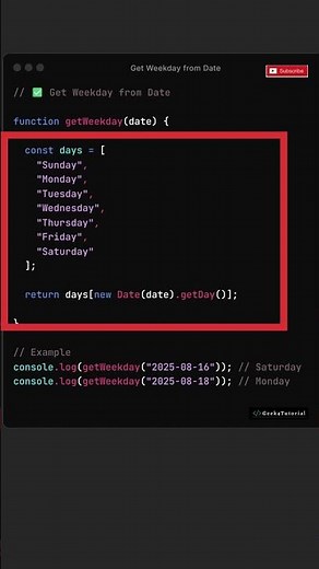 How to Get Weekday from any Date in JavaScript | Quick Tip | #shorts #javascript