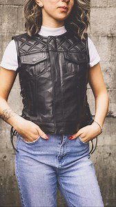 The Bonnie women’s moto vest just hit the website. This one’s available with three different color stitching options (black,white, or red) We wanted to give you the custom vest feeling without the wait time. Grab your size fast - these are limited edition. #ridewithfirst #FMCo #firstmfgco #motovest #womenwhoride | First Manufacturing Co.