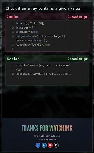 Contains Value in JavaScript | Junior vs Senior (Loop vs includes)