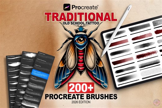 Procreate Brushes Traditional Tattoo | Old School Inking, Shading & Paper Texture Mega Bundle - Etsy