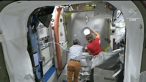 197K views · 19K reactions | Astronauts Josh Cassada and Frank Rubio are suited up inside the station's Quest airlock as it depressurizes ready to begin a spacewalk for solar array work. More... https://go.nasa.gov/3UEbfOO | International Space Station | Facebook