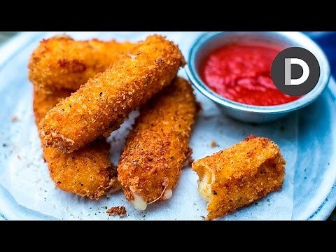 Crispy Mozzarella Sticks with Hot Marinara Sauce!