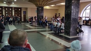 Kyiv Celebration of Russian Troops Leaving Area With Concert at Train Station - 05 Apr 2022