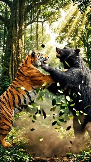 Tiger vs Sloth Bear#junglerecon #battlezoo #tigertime #jungles #tigerhead #worldtiger #tigers