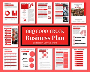Food Truck Business Plan - Business Plan Template - Business Plan Writing Guide - Canva Template - Easy to Edit - BBQ Food Truck - Barbeque - Etsy