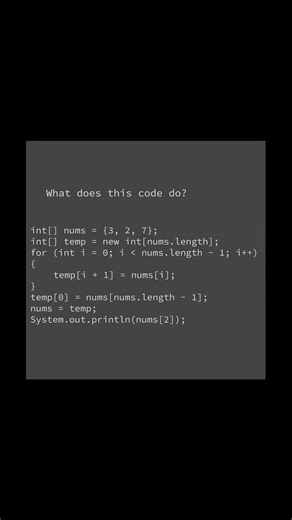 What does the code do? 💚 | #computerscience #coding #programming #java #array #learntocode