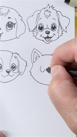 How to draw Anime Dog Faces 2 #art #drawing #ink #dog #sketch #drawingtutorial #artist #cute