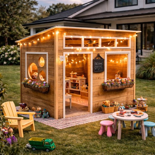 Kids Playhouse Plans, DIY Wooden House With Porch (PDF Download) - Etsy