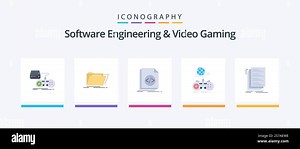 Software Engineering And Video Gaming Flat 5 Icon Pack Including internet. game. files. script. file. Creative Icons Design Stock Vector Image & Art - Alamy