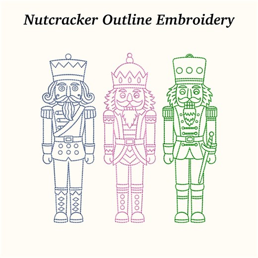 Nutcracker Soldiers Outline Embroidery Design, 3 Sizes, Christmas File, EMB File Included, Instant Download - Etsy