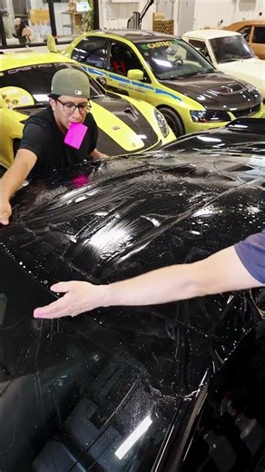 Dark PPF Roof Installation on a Black Corvette C8 Z06
