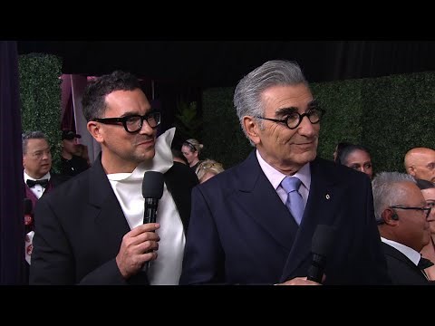 Hosts Dan Levy and Eugene Levy Emmy Awards 2024 Red Carpet Interview - Emmy Awards
