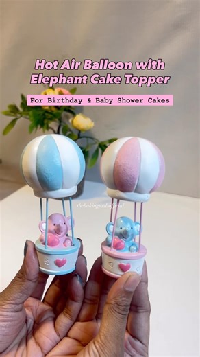 Hot Air Balloon with Elephant Cake Topper | Baby Shower & Birthday Cake Topper 🎈🐘🎂