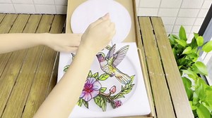 Stained Glass Window Hanging Hummingbird and Flower Suncatcher, Marzovitra 10 Inch Colorful Window Art Bird Sun Catcher for Home Decor, Garden, Patio, Gift for Nature and Bird Lovers