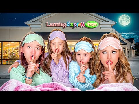 WE HAD A SECRET SLEEPOVER AT LEARNING EXPRESS 🤫🧸🍿#sleepover #trending #shopping #bff #cute #party