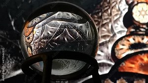 Crystal ball futuristic fractal helix light show digital vortex spinning cyberpunk effects Stock Video