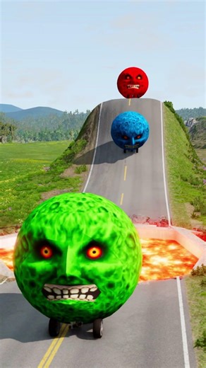 Big & Small Moon Colorful Monster Cars vs Giant Lava Pit - BeamNG.Driver #beamngdrive #shortvideo