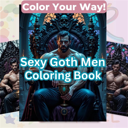 Sexy Goth - Dark Romance Men Coloring Pages | 100 Fantasy Hunk Portraits | Adult Printable Coloring Book - Etsy